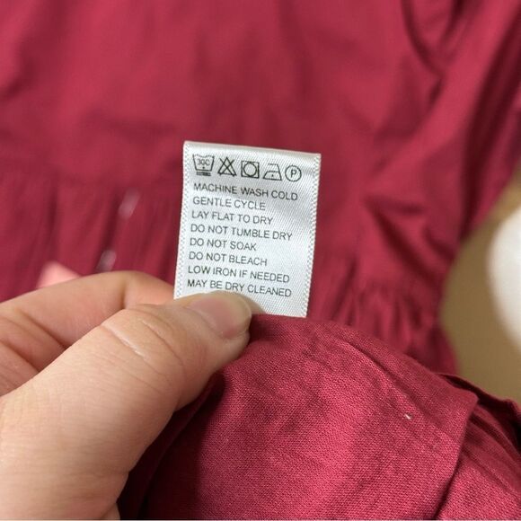 BNWT Ivy City Co Maroon Floral Heidi Dress Tie Waist Cotton Dress XL Cottagecore - Picture 12 of 14